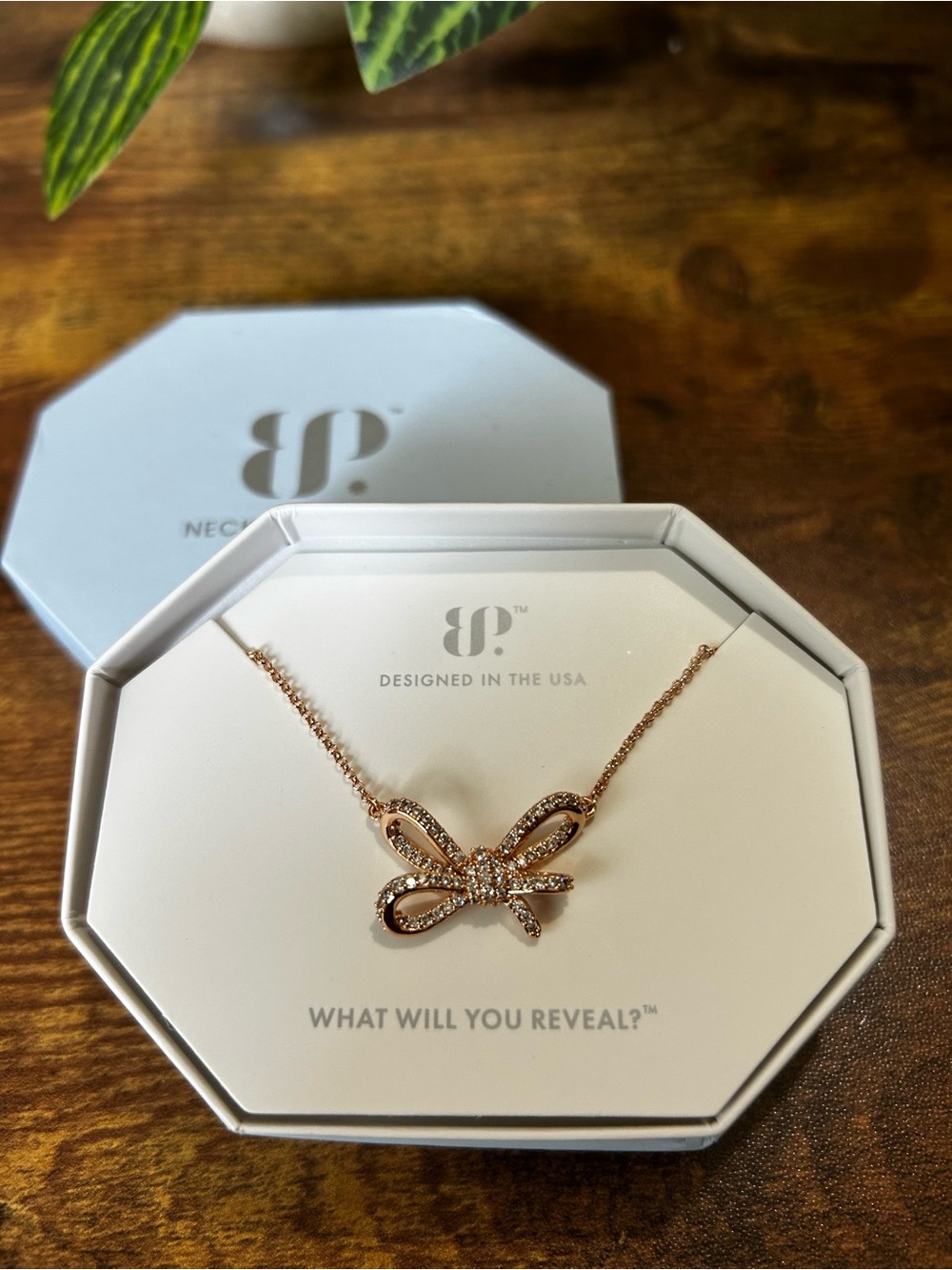 Bomb Party “Loops Between Wishes” Rose Gold Bow Necklace